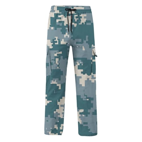 Para homens outono verão ajuste solto cargo camuflagem franzido perna reta calça masculina 2024 mode