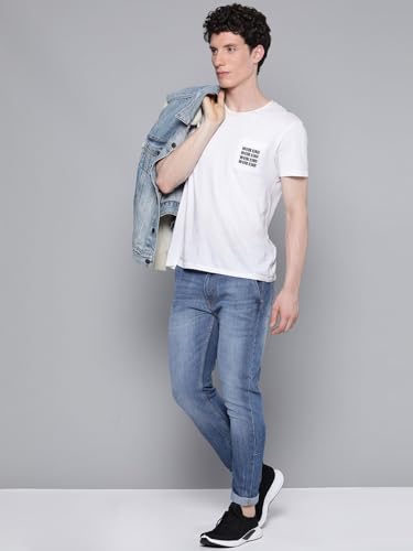 Image of The Indian Garage Co Men Slim Fit Solid Mid-Rise Stretchable Jeans