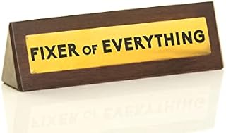 Boxer Gifts Fixer of Everything Novelty Wooden Desk Warning Sign | Office Humour Gift for Colleague Boss Dad | 4.5cm x 17.5cm Brown