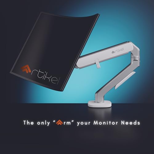 Image of ARTIKEL Monitor Desk Mount Adjustable Spring Assisted Monitor Arm VESA Mount with C Clamp Grommet Mounting Base Computer Monitor Stand (Sleek White, Dual)
