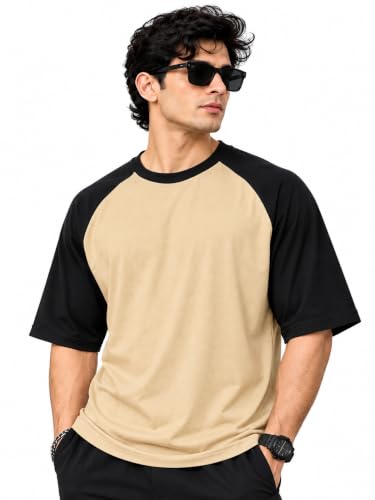Image of Oversized T Shirt for Men Gym, Gym T Shirts for Men Workout Oversized, Cotton Blend, Color Blocked (Pack of 1)