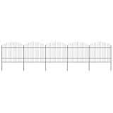 Homgoday Stahlzaun 8,5m Schwarz | Hochwertiger Gartenzaun mit Speerspitzen | 1,5-1,75m Höhe | Für Privat- und Geschäftsanlagen Model277743