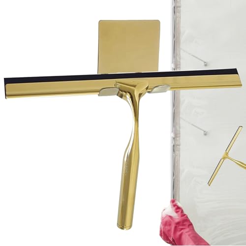 Rasqueta de Ducha para Puertas de Ducha Multiusos de Acero Inoxidable Golden Rakee con Mango | Limpiador de Suelos y Cristales para Agua Dura, Suciedad, Calcio, Manchas de óxido en el baño