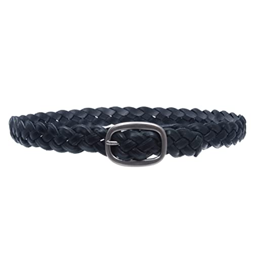 Women's 1 1/4" Braided Woven Cowhide Top Full Grain Solid Two-Tone 3D Style Vintage Leather Belt2