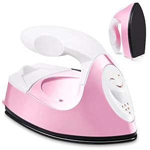 Mini Craft Iron Mini Heat Press Mini Iron Portable Handy Heat Press Small Iron with Charging Base Accessories for Fuse Beads Patch DIY Shoes T-Shirts Heat Transfer Vinyl Projects(Light Pink)