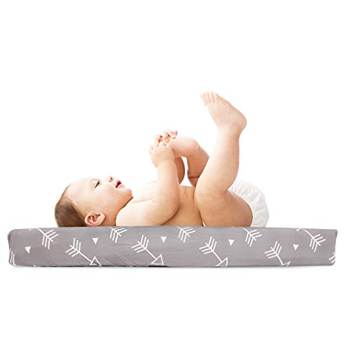 Boritar Changing Pad Covers Soft Stretchy Jersey Knit 2 Pack, Semi-Waterproof Chang Table Covers For Boys With Grey Arrow And Circle Printed #TOP4