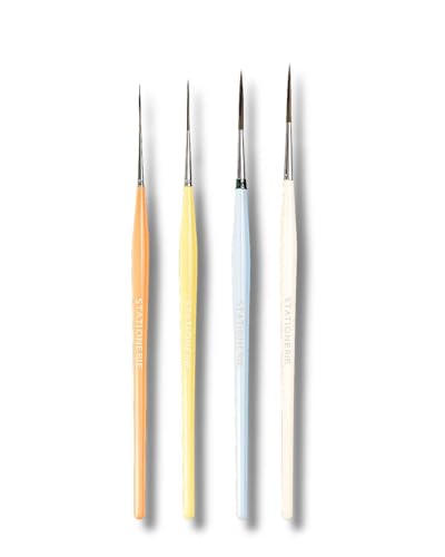 Image of Stationerie Handmade Soft Aqua Long Synthetic Hair with Stainless Wire Ideal for Art Paint, Watercolor, Quill, Oil Acrylics, Artists Round Brush Set (Candy Edition) (Candy Long Liner Set of 4)