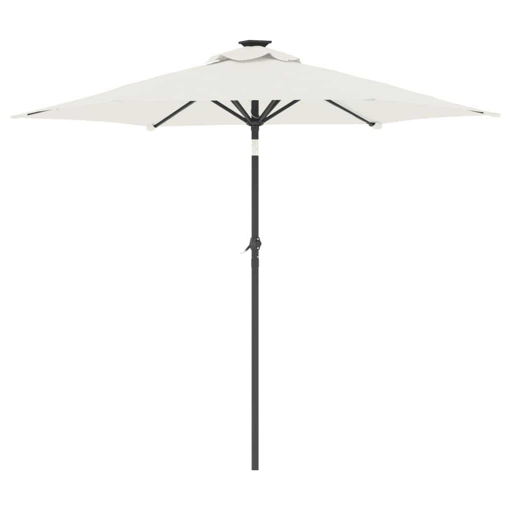 Homgoday Parasol przeciwsłoneczny ze stalowym masztem, parasol ogrodowy, na plażę, z korbą, ochrona przed promieniowaniem UV, uchylny, na taras, balkon, biały, 225 x 225 x 212 cm