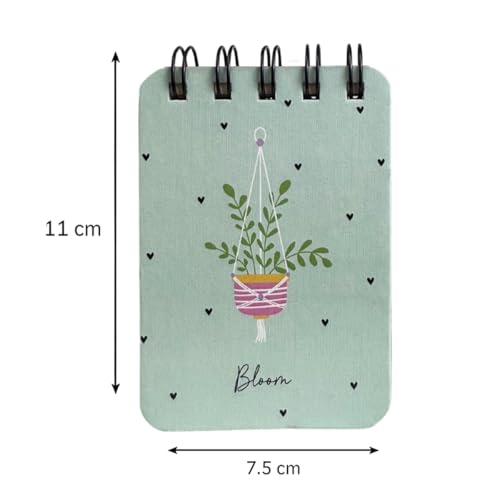 Image of Spiral Pocket Notebook (7.5 x 11 cm) | Cute Mini Notepad | Small Handy Notebook for School, Office & Personal Notes (Bloom)
