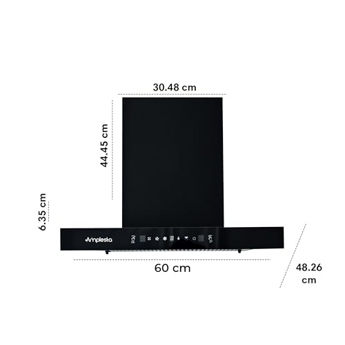 Image of Amplesta Sereno 60CM Chimney for Kitchen Auto Clean 1350 m3 /hr Vertical Wall Mounted Kitchen Chimney for Home Filterless Two Way Suction Touch & Gesture Control (Sereno MS AC FL 60 BK)