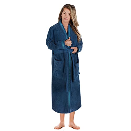 Superior Tinsel Unisex Turkish Cotton Terry Kimono Bathrobe with Embroidery, All-Season Robe3