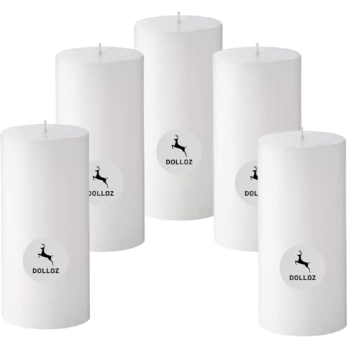 Image of Paraffin Wax Pillar Candle | Dripless | Smokeless | Unscented | Burning time- 60 hrs | Hand Poured | Christmas Candle (Set of 6, 3 X 6 Inch, White)