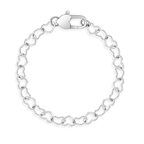 925 Sterling Silver Heart Link Chain Bracelet For Toddlers and Little Girls 5
