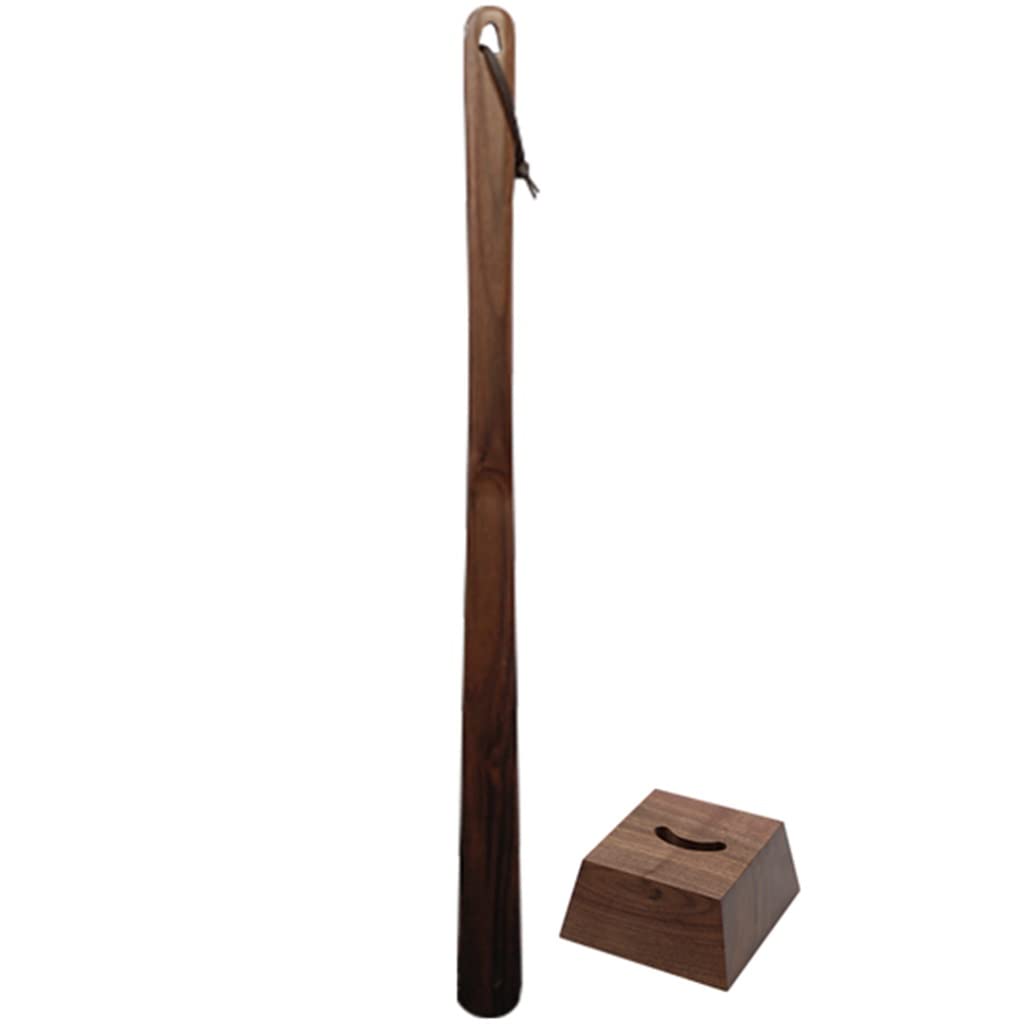 Calzador de madera maciza de alta calidad, mango de 60 cm de largo para un fácil uso del zapato, ajuste cómodo, color marrón elegante, ideal para almacenamiento en casa o viajes, 23.6 x 1.6 pulgadas.