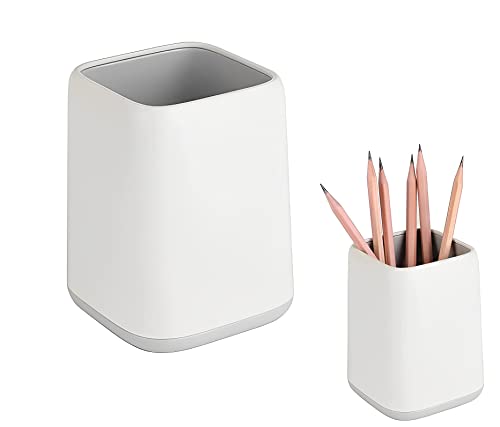 McMola Desk Pen Holder Stand Two-tone Pencil Cup Pot Desk Organizer Makeup Brush Holder (White)