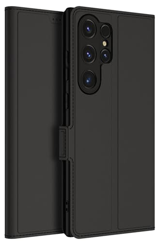 Image of Kapa Noble Slim Magnetic Leather Flip Case Cover for Samsung Galaxy S24 Ultra | Card Holder Stand Leather Flip Wallet Case (Black)