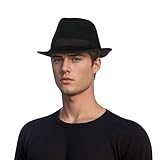 hatsXcaps Wool Trilby Hat for Men & Women | 100% Wool Felt Mens Fedora Hats | Teardrop Crown, Packable & Durable Short Brim Fedora Hats for Women (UK, Alpha, XL, Standard, Mystery Black)