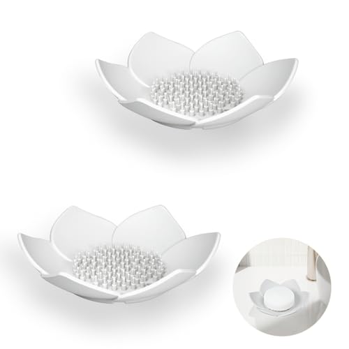 YoHyien 2 Piezas Jabonera de Silicona, Jabonera Baño con Drenaje, Jaboneras para Pastillas de Jabon, Saboneteira Diseño Antideslizante para Ducha, Cocina Fregadero (Blanco)