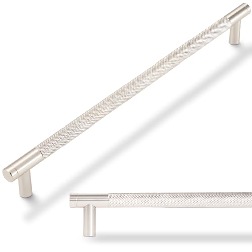 POVEFONK 10 Pack 11-1/3 inch(288mm) Brushed Satin Nickel Kitchen Cabinet Handles Knurled Cabinet Pulls Drawer Pulls Kitchen Hardware by POVEFONK - Used condition - US$75.37