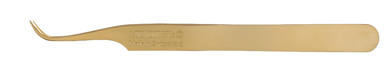 Pinzas de alta precisión de reloj Dumont de latón mate – Forma 7S – Puntas pulidas espejo – 100% antimagnético, antirreflejos, perfecto para trabajar con lupa