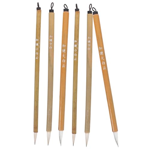 TIDTALEO 6個 書道初心者向け伝統毛筆 雲兼毫筆大中小各 筆毛抜けにくく吸湿性良好 絹 対応書写用ブラシ