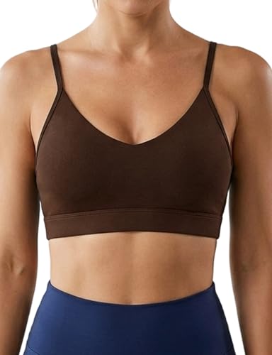 Image of Buauty Sports Bras for Women Criss Cross Back Medium Support Yoga Wireless Padded Bra with Removable Cups Racerback Bra 4 Gym