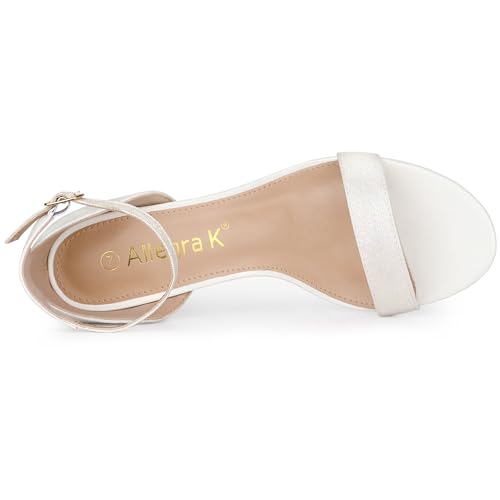 Allegra K Allegra K Women's Glitter Ankle Strap Stiletto Heel Sandals 10 White