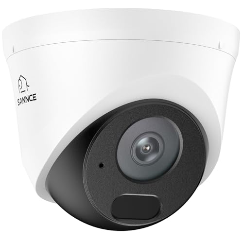 SANNCE Kamera bezpieczeństwa PoE z dźwiękiem, zewnętrzna kamera CCTV, noktowizor 30 m, odporna na warunki atmosferyczne IP67, wykrywanie ruchu