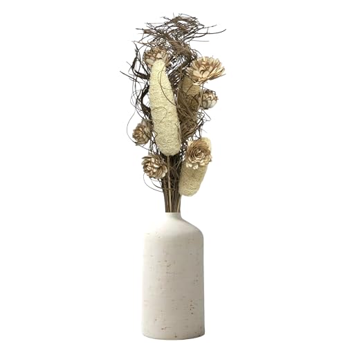 Ramo natural de luffa blanqueada y flores sola rizadas miniatura 4