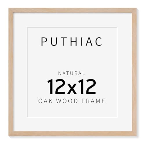 12x12 Oak Wood Picture Frame - Minimalist 12x12 Poster Frame, 12"x12" Picture Frame Wood, Natural Solid Wooden Picture Frames for Wall Art Photo and Prints(1 Pack, Beige)