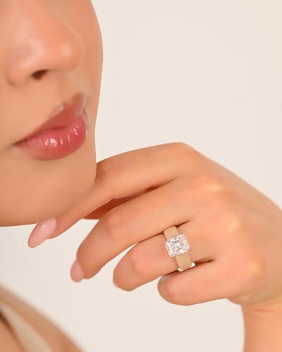 Rinfit Silicone Ring with Stone, Emerald Cut CZ - Nude/RG, Size 8 - image 2