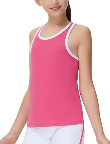 Image of THE GYM PEOPLE Girl's Athletic Tank Tops Racerback Running Workout Shirts | Soft, High stretch, Racerback, Relaxed fit, Easy to match, For running, dancing and daily wear