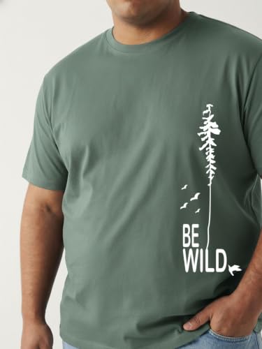 Image of Toodlegram - 100% Pure Cotton Plus Size T Shirt for Men- Regular Fit - Half Sleeve Roundneck Stylish Tshirt - Graphic Printed Be Wild (Size - 2XL to 10XL)