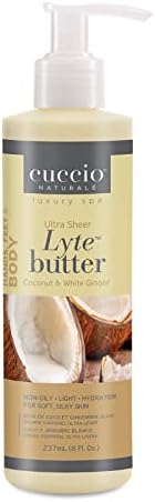 Cuccio Naturale Lyte Ultra-Sheer Body Butter - Replenishing Scented Moisturizer Cream - Deep Hydration To Repair Dry Skin - All Natural, Cruelty-Free Formula - Coconut And White Ginger - 8 Oz