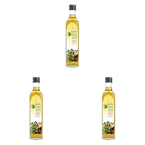 Image of Gaia Extra Light Olive Oil - 500ml | Mild Taste & High Smoke Point | Ideal for Indian Cooking, Frying & Roasting | Rich in Healthy Fats & Antioxidants | Zero Cholesterol | Heart-Healthy & Easy to Digest
