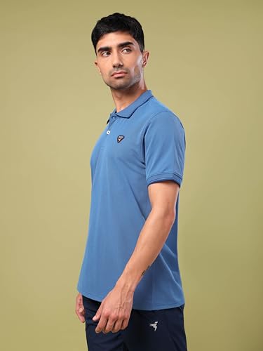 Image of TECHNOSPORT Men's Regular Fit Half Sleeve Polo T-Shirt with Collar, ELASTO Plus Quick Dry Moisture Wicking Polo Tee for Gym Sports Golf and Casual Wear