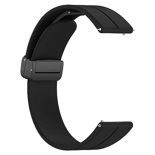 Image of ACM Watch Strap Silicone Belt Magnetic Clasp 20mm compatible with Samsung Galaxy Watch 6 Classic 44mm & 47mm Smartwatch Sports Hook Band Black