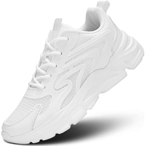 Womens Walking Shoes Casual Running Tennis Gym Sneakers Lightweight Breathable Mesh Workout Sports Soft Sole White Cover