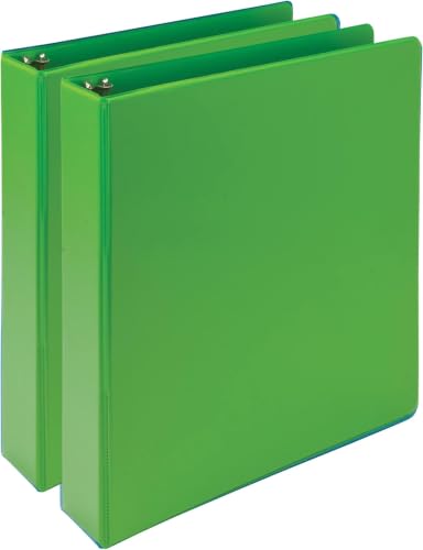 Image of Samsill Earth's Choice, Durable Fashion Color 3 Ring View Binder, 1.5 Inch Round Ring, Up to 25% Plant Based Plastic, Eco-Friendly, USDA Certified Biobased, Lime Green, Value 2 Count (Pack of 6)