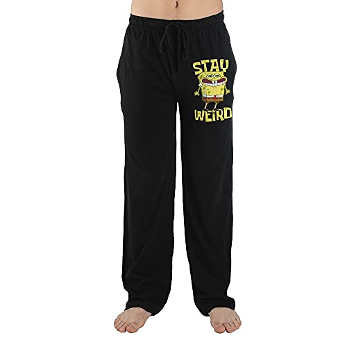 Spongebob Squarepants Cartoon Character Mens Black Sleep Pajama Pants