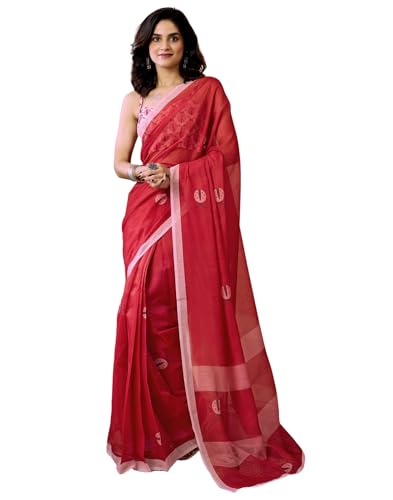 Image of SIRIL Women's Printed Chanderi Cotton One Minute Ready to Wear Saree with Unstitched Blouse Piece