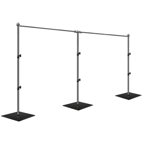 EMART 7x20ft(HxW) Backdrop Stand Pipe and Drape Heavy Duty Adjustable Background Support System Kit with Steel Base for Photography, Photo Backdrop Stand for Parties Birthday Video Studio - Black