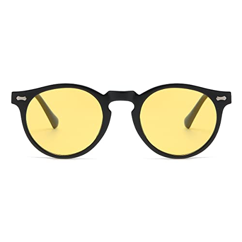 Image of Gleyemor Vintage Polarized Sunglasses for Men Round Sunglasses UV400 Protection Retro Hand-crafted Acetate Frame