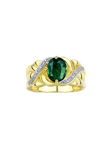 Bagues saphir vert et diamant en argent sterling pour femme et homme