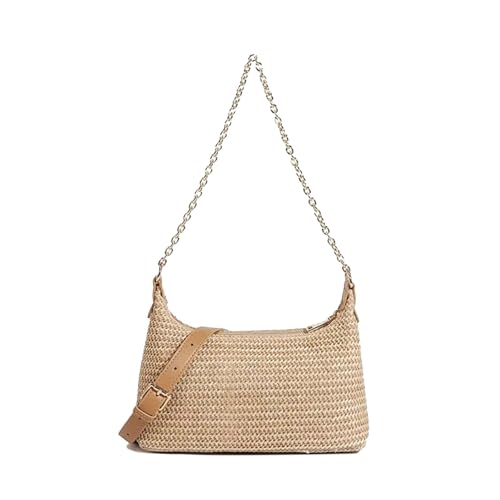 Bolso de hombro tejido de paja para mujer miniatura 1