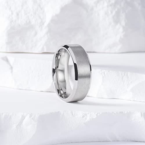 King Will ML-A33AH-TRM006-10 Basic 7Mm Titanium Ring Matte Finished Wedding Band Comfort Fit Beveled Edge 10 thumb #1