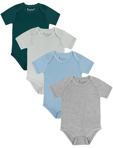 Image of Jimonda Baby Boys Girls Rayon From Bamboo Bodysuit Short Sleeve One Piece Rompers Soft Outfits Infant Newborn Clothes 0-24M