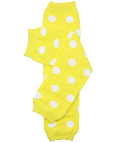 juDanzy polka dot leg warmers for baby or toddler boys & girls (One Size (12 pounds to 10 years), Yellow Polka Dot)