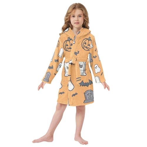 GuoChe Halloween Symbols Pattern Childrens Bathrobes For Girls Girls Robe With Hood2
