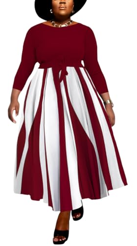Image of BFFBABY Women's Wrap V Neck Plus Size Maxi Dresses 3 /4 Sleeves Chain Floral Printed Swing Dress with Belt